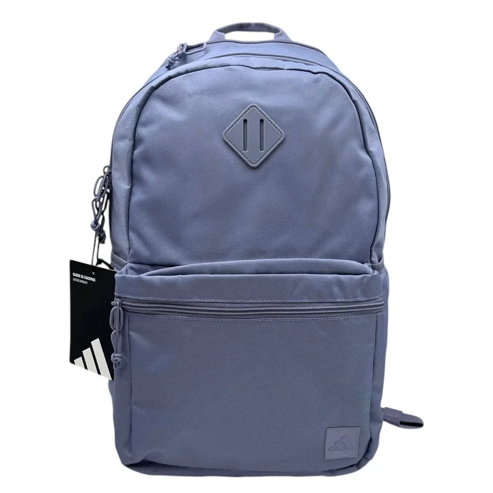 Adidas Classic 3S 5 Girls School Backpack Fits 16" Laptop Silver Violet Purple - Picture 2 of 12